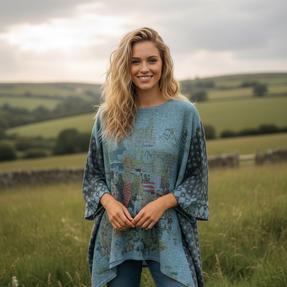 Inoah Artistic City Print Oversized Tunic Top One Size - Picture 11 of 11